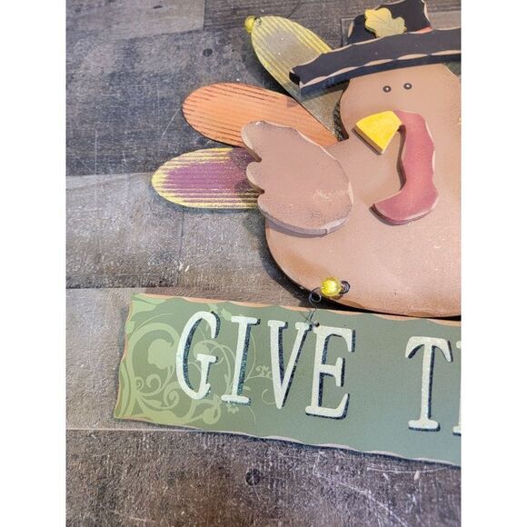 Pilgrim turkey give thanks sign decor fall - Picture 3 of 7